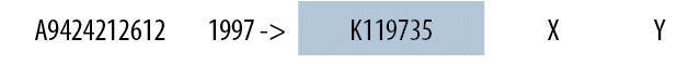 A9424212612,1997 ->,K119735,X,Y