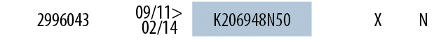 2996043,09/11> 02/14,K206948N50,,X,N