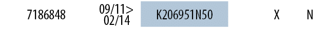 7186848,09/11> 02/14,K206951N50,,X,N