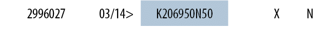 2996027,03/14>,K206950N50,,X,N