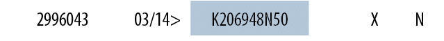 2996043,03/14>,K206948N50,,X,N