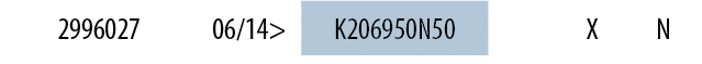 2996027,06/14>,K206950N50,,X,N