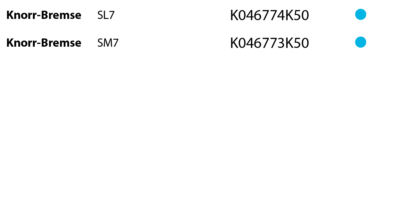 Knorr-Bremse,SL7,,,K046774K50, ,Knorr-Bremse,SM7,,,K046773K50, 