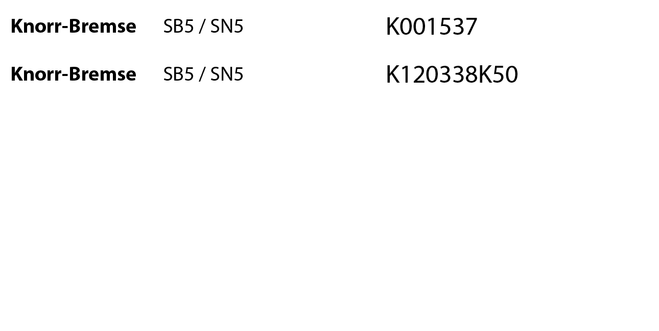 Knorr-Bremse,SB5 / SN5,,,K001537,,Knorr-Bremse,SB5 / SN5,,,K120338K50,